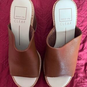 Dolce Vita Tan Leather Platform Mules
